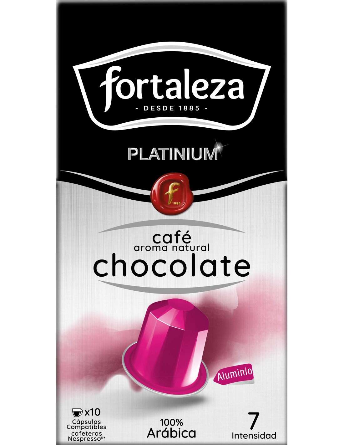 Café con aroma natural a Chocolate 10 cápsulas Fortaleza Platinium